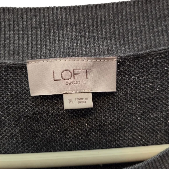 Loft Outlet Sweater Leopard Print Gray Metallic Size XL - Picture 2 of 3